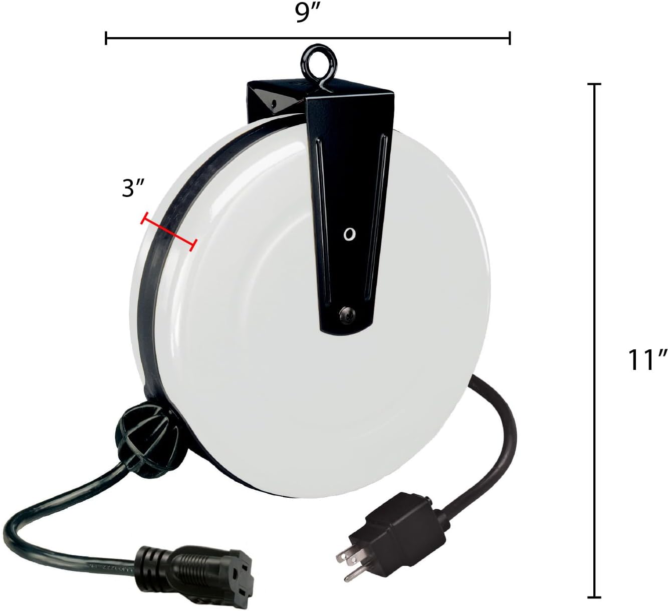 Professional Grade Retractable Cord Reel, 30' 16/3 SJT, Single Grounded Outlet; ProReel