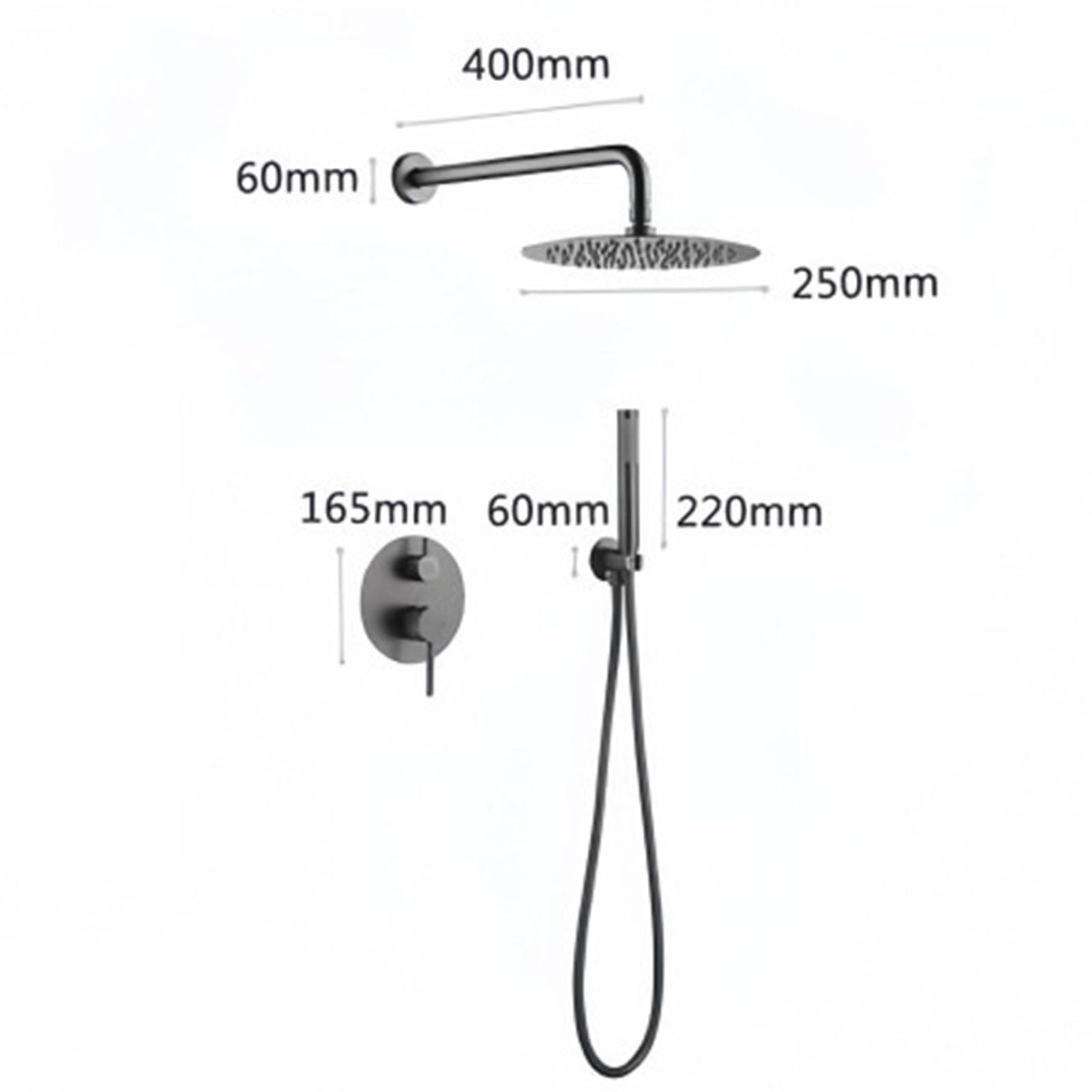 Conjunto de Ducha Empotrado con Rociador Ducha Efecto Lluvia Acero Inoxidable 25 cm Cromado