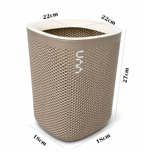 Image of Kriva Plastic Mesh Waste Bin with Airflow Design, Small Round Trash Can for Office Desk, Bedroom, Bathroom & Kitchen Use(1Pc, Taupe Grey color)