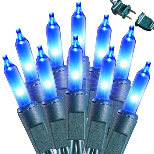 Joomer LED Christmas Lights, 19.5FT 100 LED Blue Christmas Tree Lights, Connectable Waterproof Mini String Lights Plug in for Indoor Outdoor Home Christmas Decoration