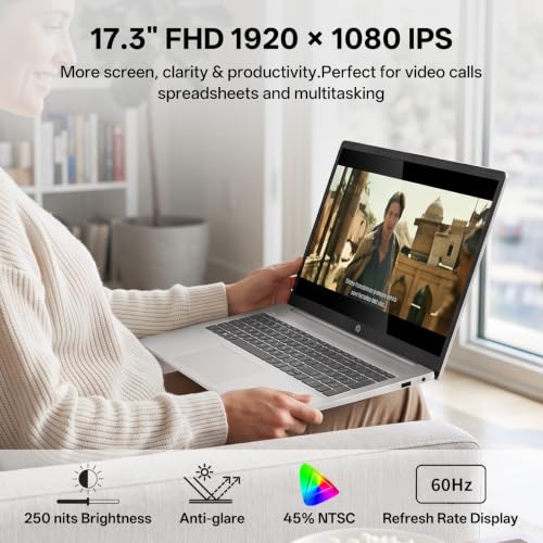 Image of HP Essential 17 inchFHD AMD Ryzen 7 7730U Laptop, 16GB DDR4 + 1TB SSD | 17.3 inch FHD IPS, Full-Size backlit Keyboard, HD Camera with Privacy Shutter, Wi-Fi 6, Bluetooth, Win 11 Home, Silver