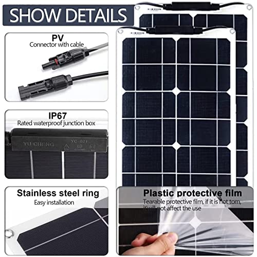 Kit di pannelli solari monocristallini flessibili da 500 W, pannelli solari ultra sottili con regolatore di carica da 40 A, alimentatore off-grid per esterni, camper, barca, casa