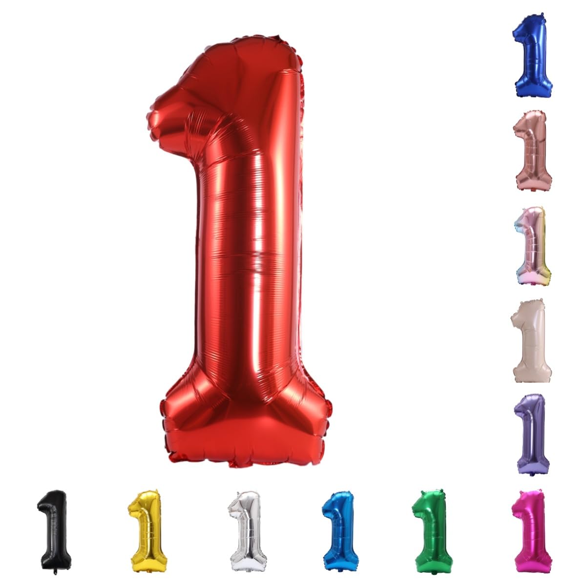 YPSelected 32 Inch Large Foil Helium Number Balloon Birthday Wedding Party 0-9 (Red, 1)