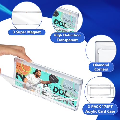 Image of DEDC Magnetic Card Holder Horizontal Booklet Card Holder-175PT Magnet Case Trading Card Protector Baseball Cards One Touch Card Holder UV Protection Display Showcase PVC Free (2CT-187mm)