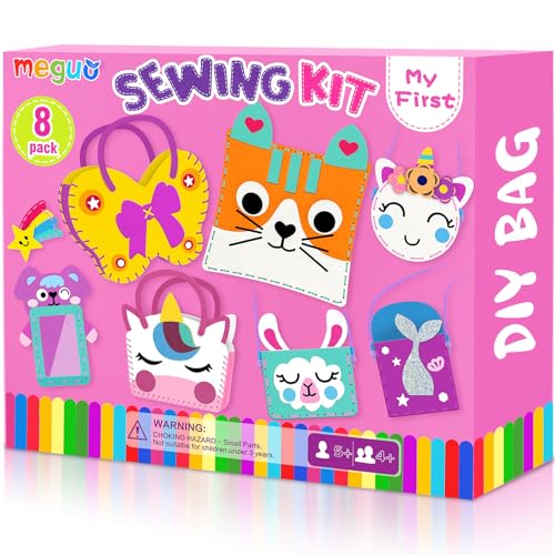 MEGUO Sewing Kit for Kids,Beginner Arts and Crafts, 8 Easy