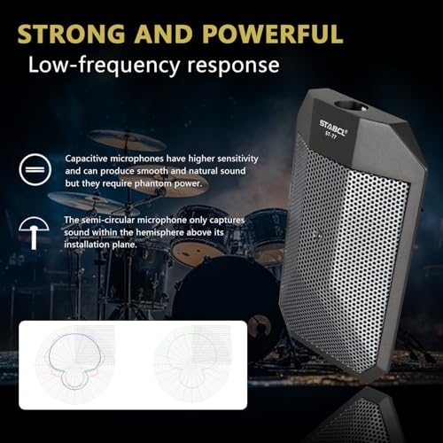 Image of Professional Kick Drum Mic with Stand, Supercardioid Drum Microphone with XLR Connector, Condenser Microphone with Switch, Two-Position EQ Switch, Rugged Metal Bass Drum Mic for Instrument