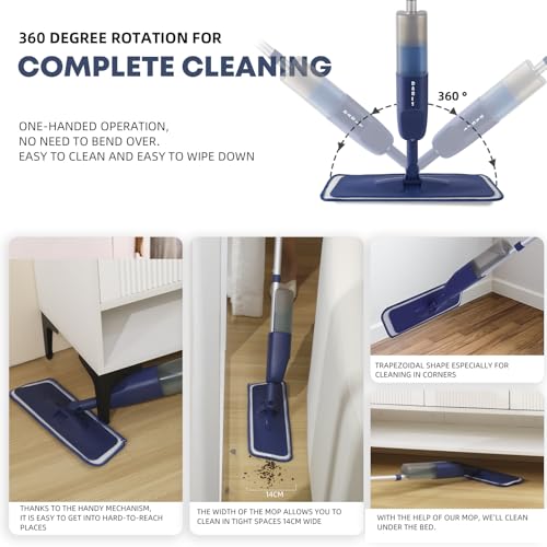 Spray Mop for Cleaning with 6 Washable Pads Wet Dry Microfiber Floor Mop Sprays with 500 ml Refillable Bottle for House Kitchen Wood Hardwood Laminate Ceramic Tiles Floor Dust Cleaning - Image 2