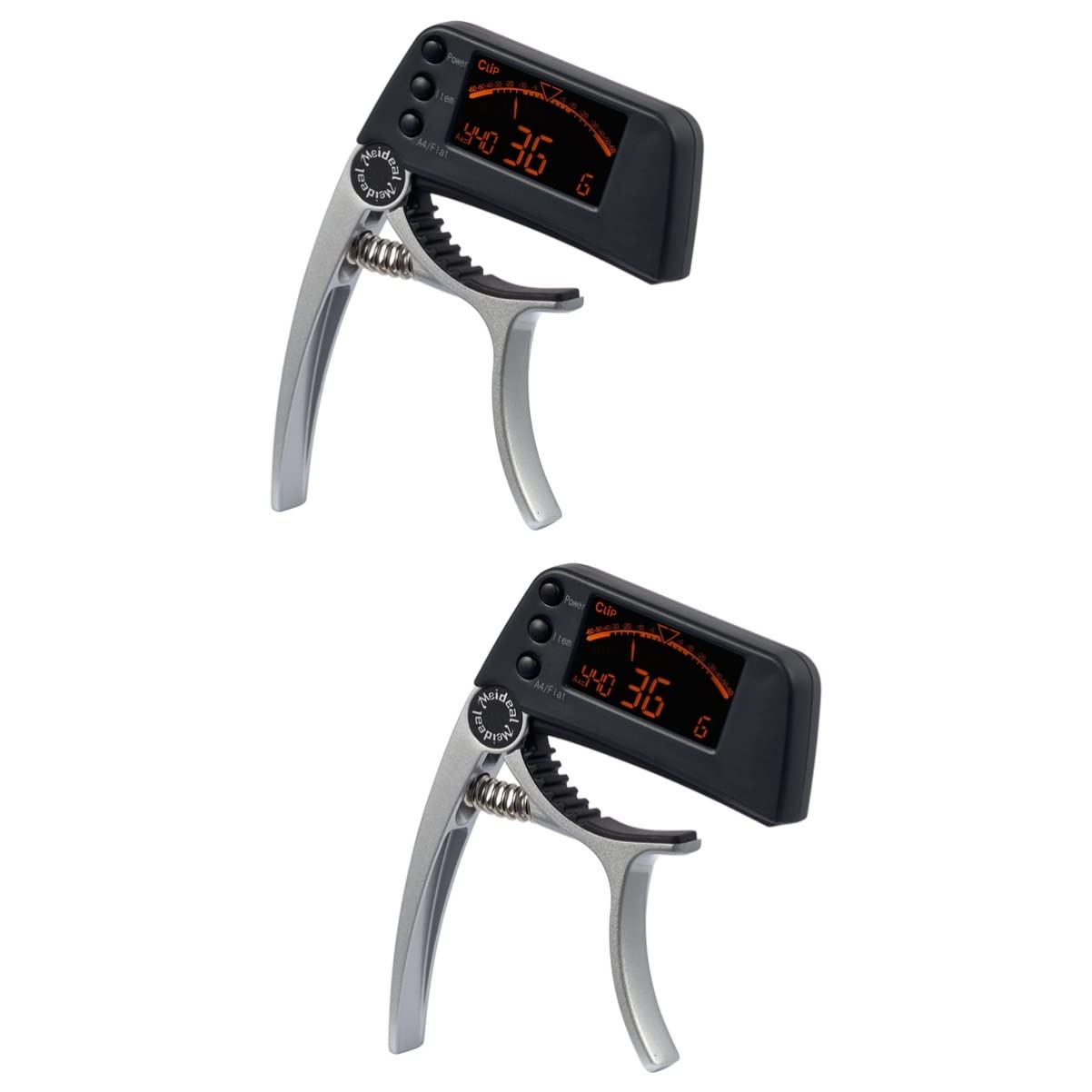2St Stimmgerät für E-Gitarre Gitarren-Kapodaster elektrisch Bassgitarre Bass-Tuner Kapodaster für Gitarren stimmgerät für akustische gitarre Clip-on-Gitarren-Tuner Silver Hoement