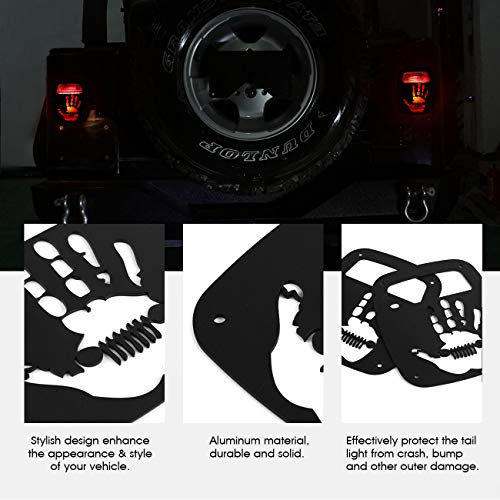 Partol Tail Light Guard Cover For Jeep Wrangler TJ YJ 1987-2006, Exterior Tail Light Guard Protect Shade Hollow Out Rear Tail Light Covers (Palm)