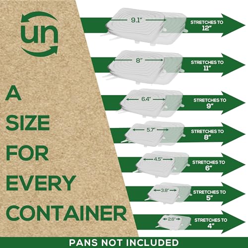 unwasted Rectangular Silicone Lids (Variety Pack) – Reusable Food Covers for Containers – Stretchable Silicone Lids for Food Storage (Set of 6)