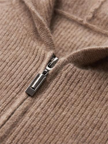 Men's Thick Cashmere Hooded Sweater Coat Zipper Cardigan 100 Percent Merino Wool Knitwear Warm Hoodie Tops3