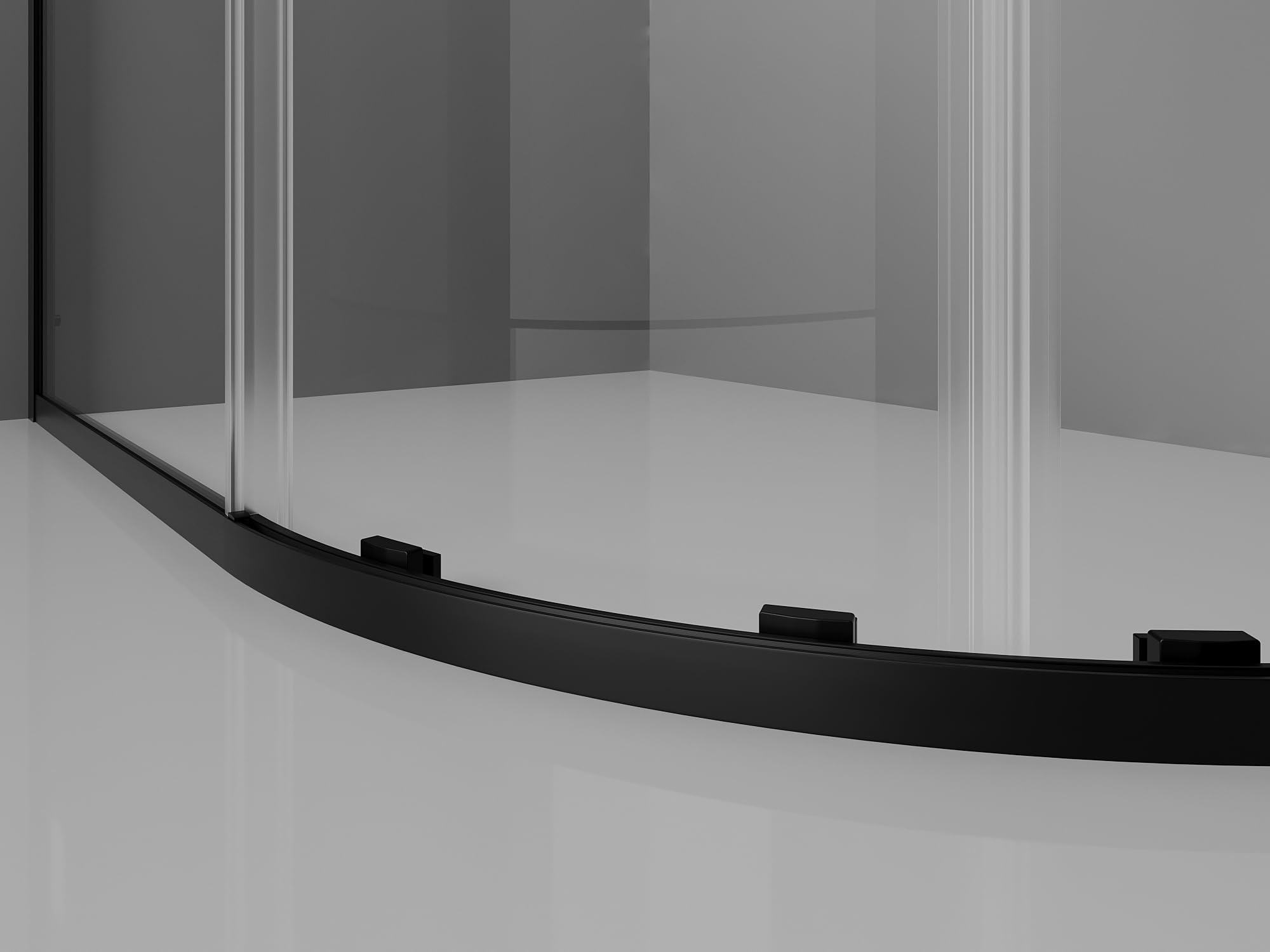 Mexen - Exo Box doccia semicircolare asimmetrico allungabile 120 x 90 cm, trasparente, nero