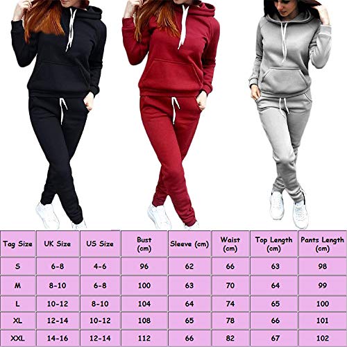 Pinkdeer Women Jogger Outfit Suits Long Sleeve Sets Tracksuit 2pcs Long Pants Hoodie Set (Grey, S)