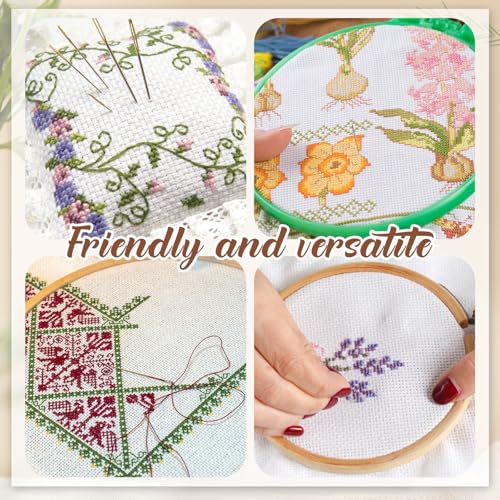Image of HunnmingRe 12 Pcs Aida Cloth 12 Color 14 Count Cross Stitch Fabric DIY Cross Stitch for Embroidery DIY Handmade Art Craft (5.9 x 5.9 Inch)