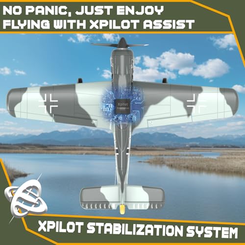 Image of RC Plane 4 Channel RC Airplane FW190 Ready to Fly with Upgraded Xpilot Stabilization System & One Key Aerobatic, Remote Control Airplanes for Beginners Adult