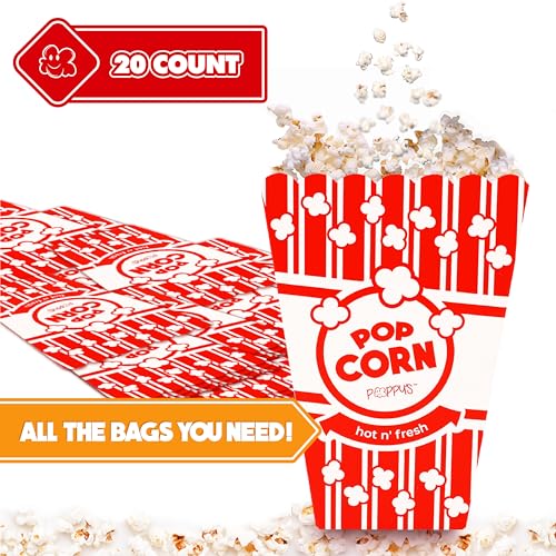 Image of Poppy's Large Popcorn Boxes - 20 Pack 46 Oz Concession-Grade Popcorn Buckets, Popcorn Machine Accessories for Popcorn Bars, Movie Nights, Concessions