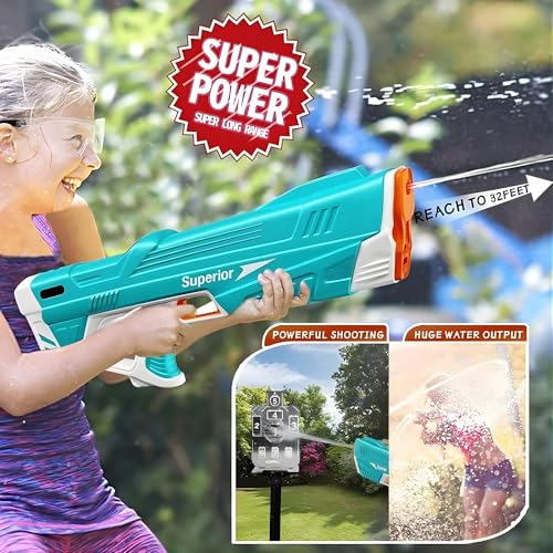 Image of Crackles Electric Water Gun,Auto Suction Powerful Water Guns for Adults & Kids,Squirt Guns 30 Ft Range, Holi Water Gun Pichkari Toys for Kids Ages 6-12 - Multi Color
