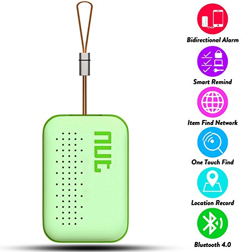 Nut Mini Tracker GPS Bluetooth Key Anti Perdu Télécommande et Smart Alarm Tracer Wallet Key Searcher Localisation en Temps Réel pour iOS/Android Smartphone, Vert