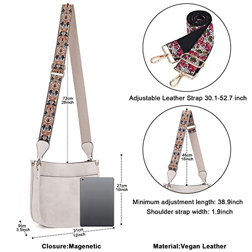 Image of HKCLUF Crossbody Bags for Women Trendy Vegan Leather Hobo Handbags With 2PCS Adjustable Guitar Strap Shoulder Bucket Bags