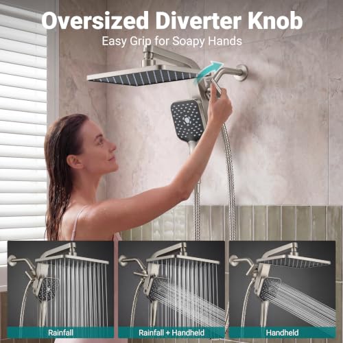 KOSNEW 12" Rainfall Shower Head & Handheld Combo (various) - image 4