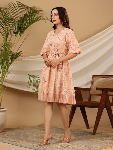 Image of Juniper Women's Cotton Fit and Flare Knee-Length Casual Dress