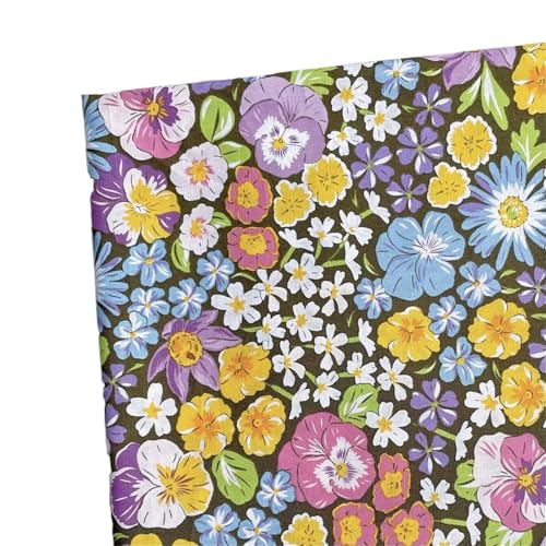 Tissu en coton floral rétro pour couture de robe chemise imprimé numérique vert