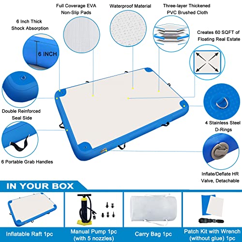 Gzkyylegs Inflatable Lake Float For Adult, 10 Ft X 6 Ft Four Person Swim Deck With None-Slip Surface, Swimming Water Platform, Floating Island - Dock - Raft For Pool & Beach, Lake, River Fun #TOP2