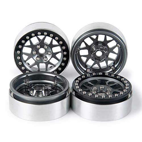 RCLIONS Aluminum Metal 1.9 Beadlock Wheels Rims for 1 10th Rock Crawler Car AXAIL SCX10 III AXI03007,TRX4 Pack of 4pcs 1set
