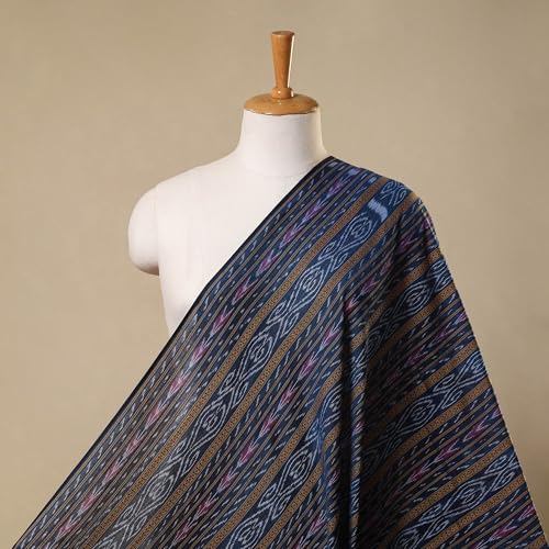 Image of Premium Sambalpuri Ikat Weave Pure Handloom Cotton Shirt Fabric Authentic Odisha Traditional Tie-Dye Craft, Soft & Breathable Natural Cotton Material for Custom Tailoring, Casual & Formal Wear