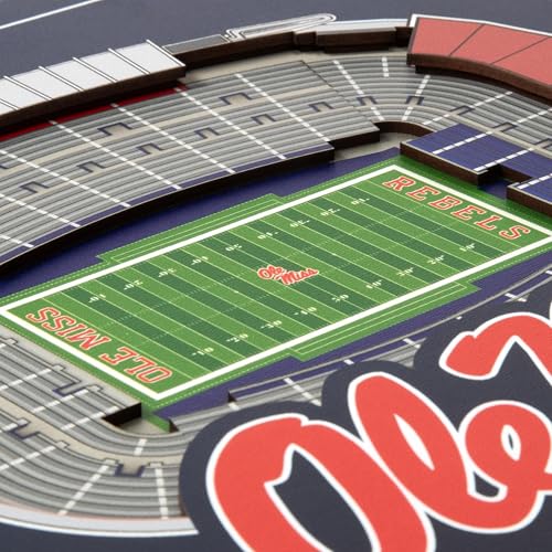 Image of YouTheFan Officially-licensed NCAA Stadium Series 3D Wall Art - multi-layer team stadium replica, detailed sports fan gift, indoor decor