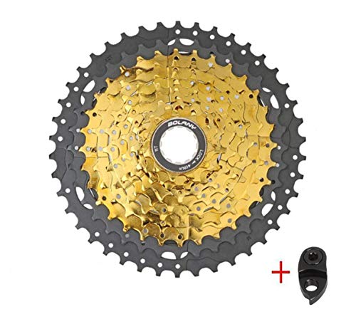 BOLANY MTB 9/10 Speed Cassette 11-42T Rueda Libre 9/10 Velocidad para Bicicleta de montaña, Bicicleta de Carretera, MTB, BMX, SRAM, Shimano, Color Dorado, tamaño 10 Velocidades