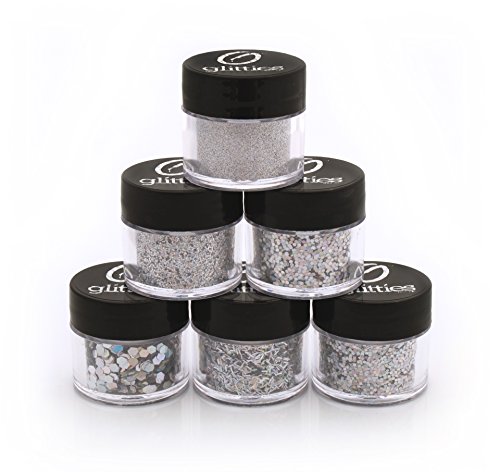 Glitties - (6Pk) - Amazing Variety Of Holographic Silver Glitter! Different Shapes And Sizes - You Won't Find This Combination Anywhere Else! - (60 Grams) #TOP10