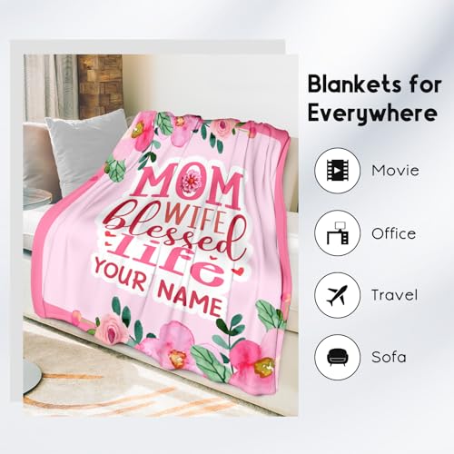 Custom Mothers Day Blankets - 30x40 Inches Fleece Throw for Mom Wife Daughter Sister - Soft Cozy Pink Fuzzy Blanket Gifts