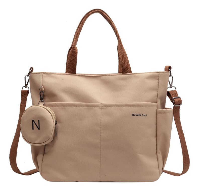 CHENXIAOHONG Bolsa Feminina Grande Transversal, de Mão e Tipo Tote | Bolsa Casual Leve para Ombro ou Lateral | Ideal para Faculdade, Trabalho, Compras e Uso Diário (Cáqui)