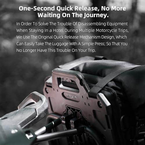 Image of Rhinowalk Motorcycle Saddle bag Waterproof Luggage Bag 35L Quick Release with MOLLE System Fits Most Adventure and Sports Bike Motorcycle Racks (Black, 1 Pack)