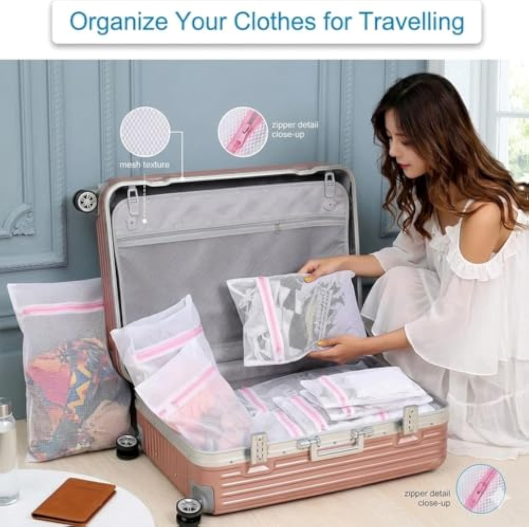 3 Pcs Mesh Laundry Washing Bags with Premium Zipper