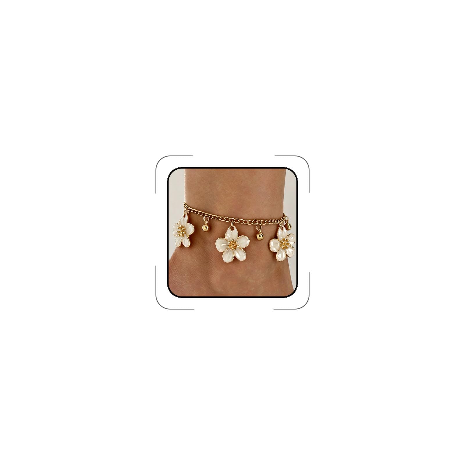 Tobillera de eslabones con flores doradas e impermeables 8