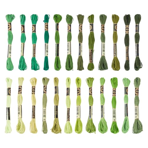 Image of FASHEWELRY 210 Yards Embroidery Thread Bulk Green Handmade 6-Ply Polyester Embroidery Floss 1mm Crewel Cross Stitch Threads for Jewelry Making Sewing Holiday Decorations Crafts DIY Projects