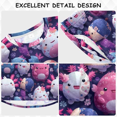 Cute Axolotls Egg Flowers Soft Pajama Set for All Seasons,Breathable Pjs Long Sleeve Sleepwear,Comfy Loungewear 2 Piece Underwear Set 3T3