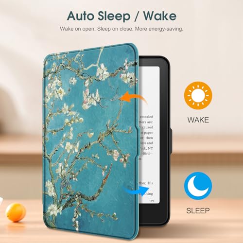 Image of Fintie Case for 7 inch All-New Kindle Paperwhite (12th Generation, 2024) and Kindle Colorsoft Signature Edition - Slim Lightweight Shell PU Leather Protective Cover with Auto Sleep /Wake, Blossom