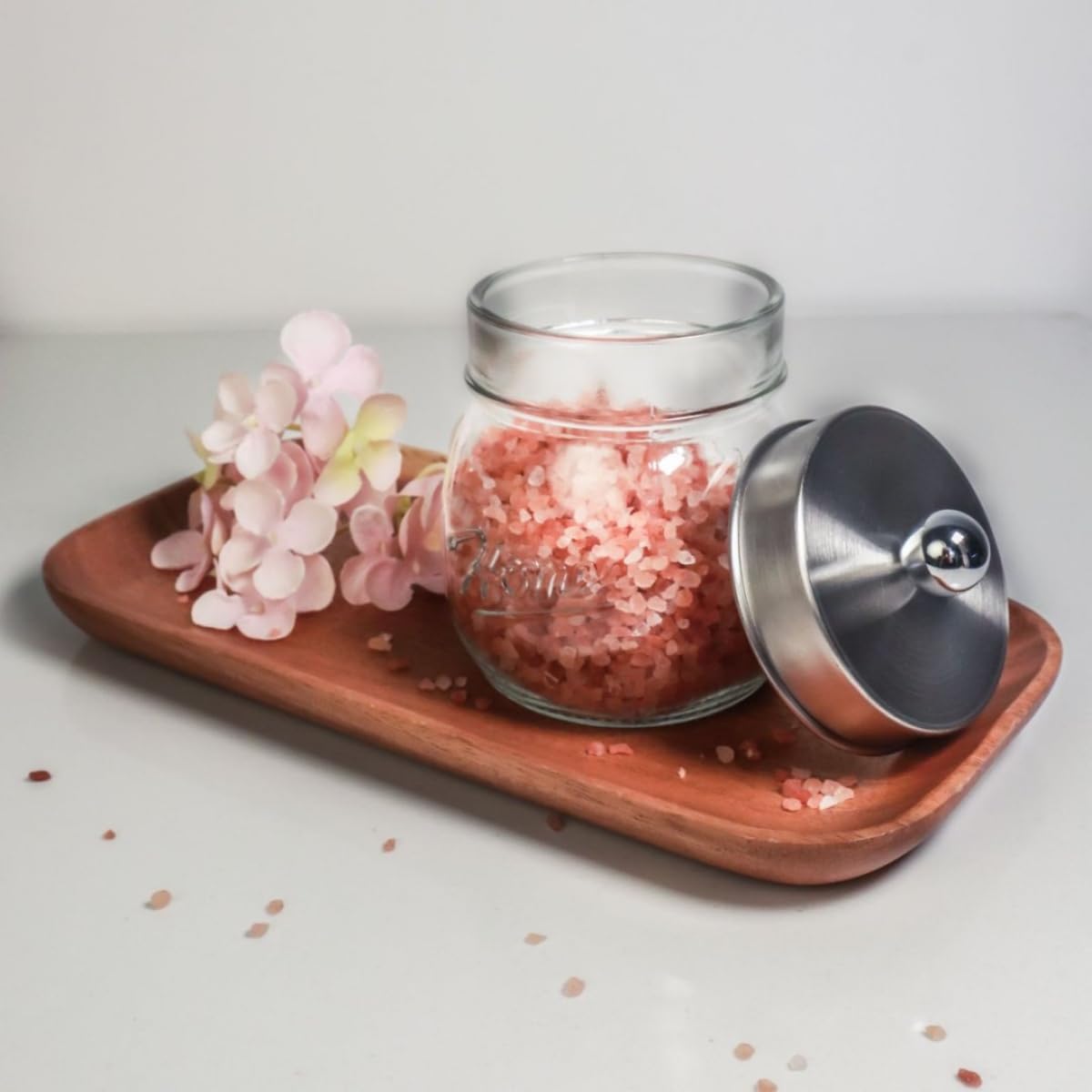 Mason Jar Qtip Holder Dispenser with Lid Glass Apothecary Jars Bathroom Canisters for Cotton Swabs Balls Pads Floss