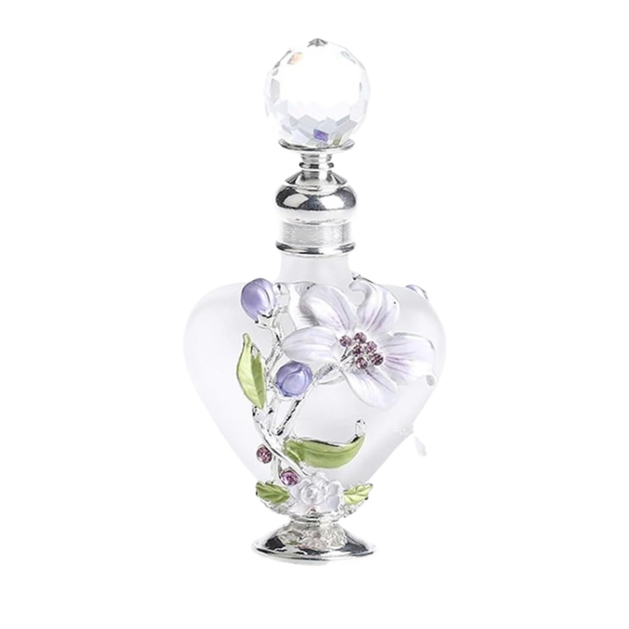 EDvkrgqx Portable Perfum Spray Bottle, Perfume Atomiser 10ml Frosted Crystal Bottle With Orchid Heart Pattern Refillable