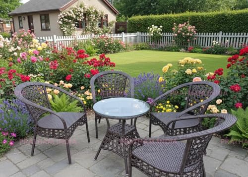 Image of India Outdoor Indoor Patio Furniture Sets Rattan Chair Patio Set Conversation Set Poolside Lawn Chairs Swingarea Balcony Outdoor Garden Furniture Chair (Brown 4+1)