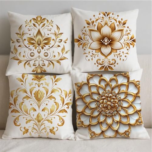 Housse de coussin 70x70cm impression double face couleur d'or