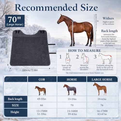 Image of Winter Horse Blanket 70 Inch, Soft Fleece Stable Blanket with Surcingles