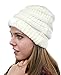NYFASHION101 LED Hands Free Light Winter Cable Knit Cuff Beanie Hat, Ivory