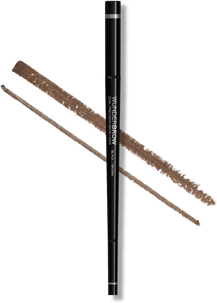 WUNDER2 WUNDERBROW Dual Precision Brow Liner - Black/Brown Colour - Angled Liner and Smaller Tip for Perfect Eyebrows on-the-go