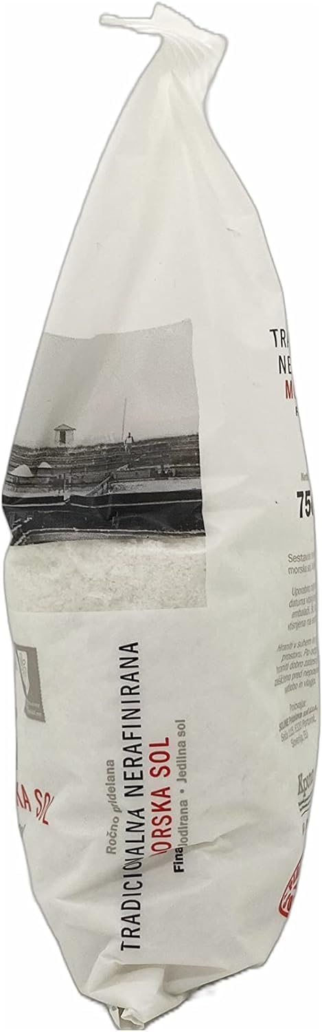 SORINA Sal marina sin refinar yodada fina tradicional (bolsa de 750 gramos) - Sal marina totalmente orgánica y sin refinar - Buena para cocinar y sal de mesa (26 oz)