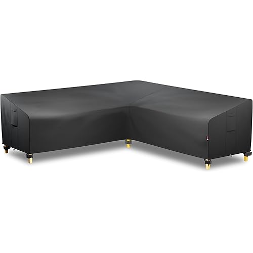 iBirdie Outdoor Sectional Cover for 85''x85'' V-Shaped Patio Sofa Waterproof Weatherproof 600D Heavy Duty Garden Furniture Cover Outside Sectional Couch Cover V Shape