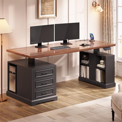 SEDETA Farmhouse Electric Standing Desk, 63" Height Adjustable Computer Desk